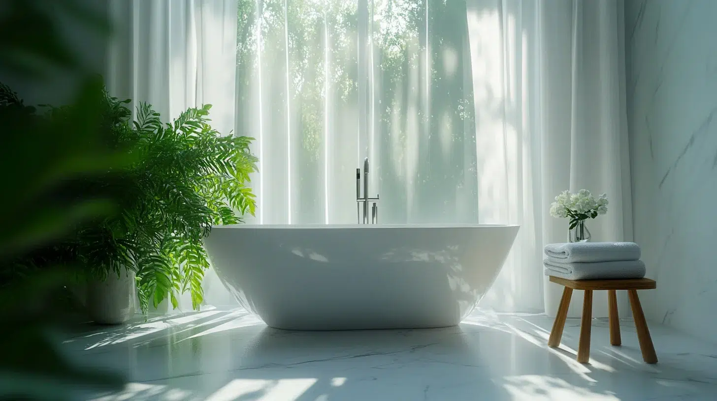 Baignoire sous une fenêtre