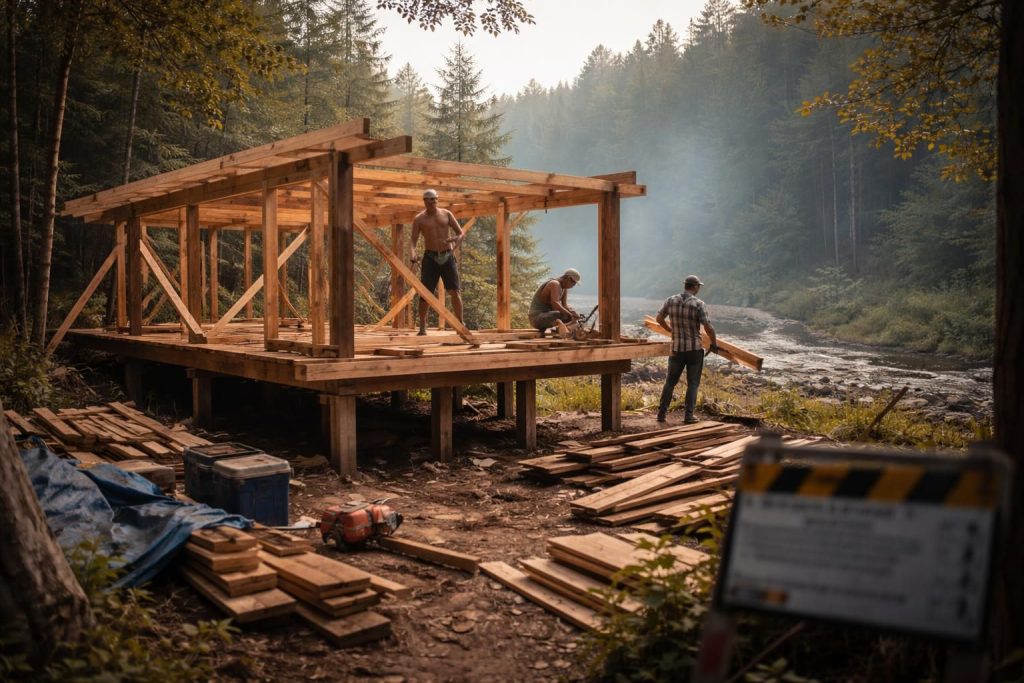 découvrez les principaux défis liés à la construction d'un chalet en bois sur pilotis sans permis de construire, entre législation, sécurité et respect de l'environnement.