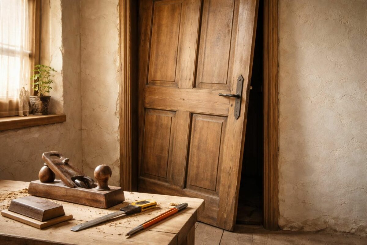 Porte en bois bloquée : astuces pour dégauchir et réparer sans casse