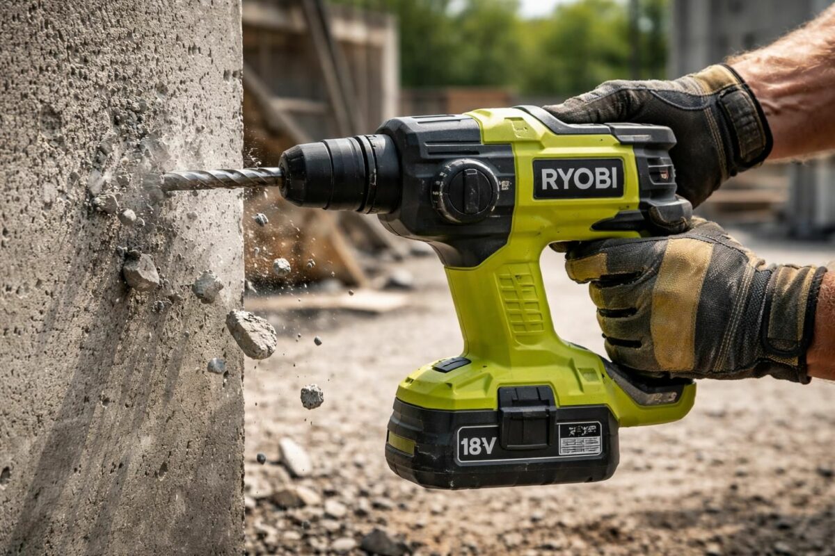 Test du perforateur Ryobi sans fil : la puissance pour percer le béton partout