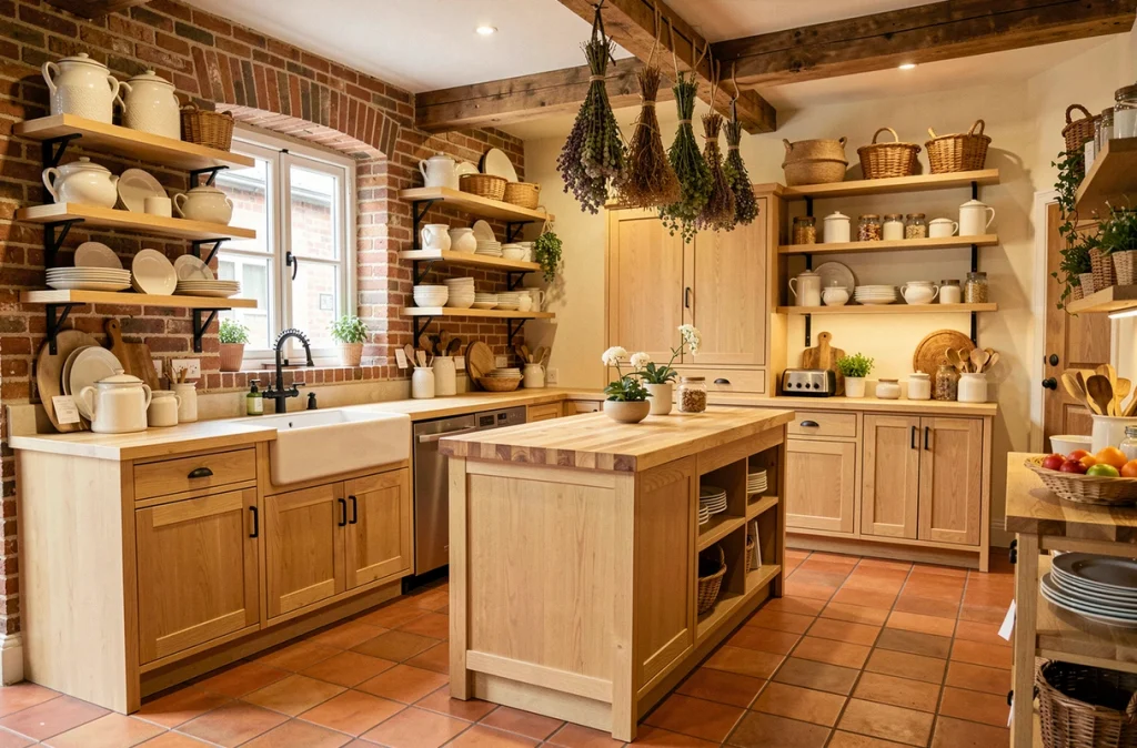 Cuisine de style rustique contemporain exposée dans le showroom Lanef Passion