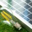 Solar energy panel and light bulb, green energy